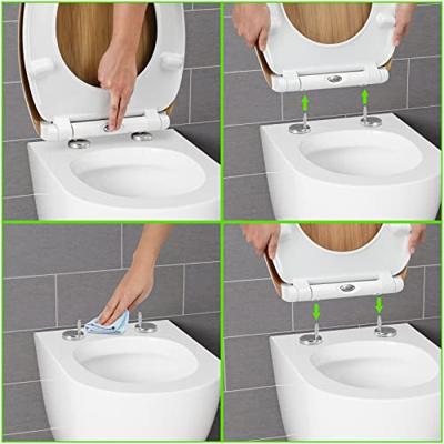 Toiletzitting Bamboe-look met soft close mechanisme - thumbnail