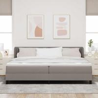 Boxspringbed met matras met matras Taupe 200 x 200 cm Stof - thumbnail