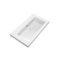 Brauer Solar Medium Wastafel - 80 cm - met 1 Spoelbak en 0 Kraangaten - Mineraalmarmer Mat Wit - thumbnail