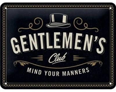 Nostalgic Art Gentleman's Club decoratief plaat/bord voor binnen Metaal Meerkleurig