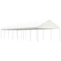 Prieel met dak 15,61x4,08x3,22 m polyetheen wit - thumbnail