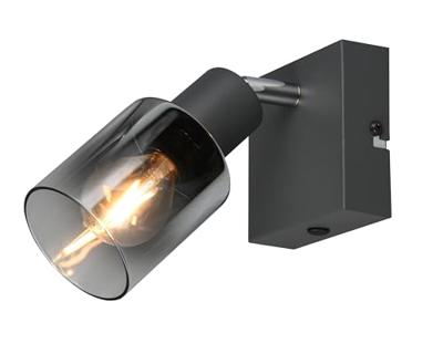 Trio Zwart wandlampjeCadiz met smoke glas - R81781042