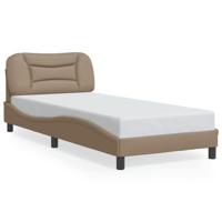 Bedframe met hoofdbord kunstleer cappucinnokleurig 90x190 cm - thumbnail