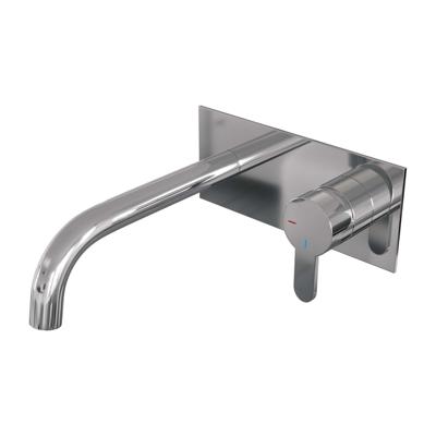 Brauer Chrome Edition Wastafelmengkraan inbouw - gebogen uitloop links - hendel plat smal - afdekplaat - model D 1 - chroom 5-CE-004-B4