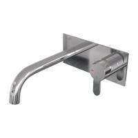Brauer Chrome Edition Wastafelmengkraan inbouw - gebogen uitloop links - hendel plat smal - afdekplaat - model D 1 - chroom 5-CE-004-B4 - thumbnail