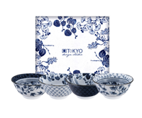 Japanse keramische kommen - Tokyo Design Studio - Flora Japonica - 4-delig - 500ml - 15,5x7cm - thumbnail