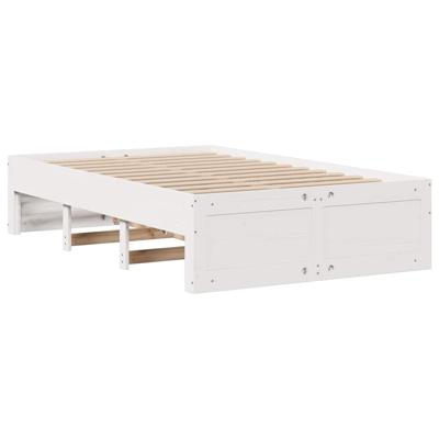 Bed met boekenkast zonder matras grenenhout wit 135x190 cm