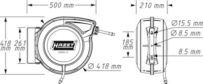 HAZET persluchtslanghaspel "9040n-13" hose reel 1/2" 15m tubes