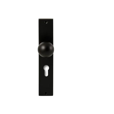 Hardbrass Knopkruk Sfera op rechthoekig langschild profielcilindergat 72mm - zwart
