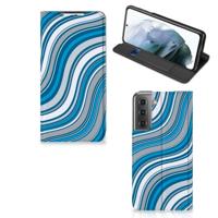 Samsung Galaxy S21 FE | Hoesje met Magneet | Waves Blue - thumbnail