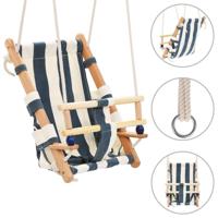 VidaXL Babyschommel met veiligheidsgordel katoen hout blauw - thumbnail