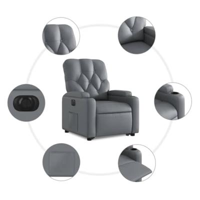 Sta-op-stoel elektrisch kunstleer grijs