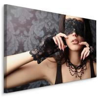 Schilderij - Geblinddoekte vrouw, multi-gekleurd, 4 maten, wanddecoratie - thumbnail