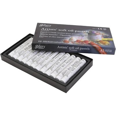 Gallery Oliepastel, L: 7 cm, d 11 mm, dikte 11 mm, wit, 12 stuk/ 1 doos