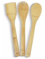 Spatelset bamboe 29,5cm set a 3 stuks - thumbnail
