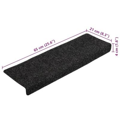 VidaXL Trapmatten zelfklevend 5 stuks 65x21x4 cm zwart rechthoekige rand VidaXL Trapmatten zelfklevend 5 stuks 65x21x4 cm zwart rechthoekige rand