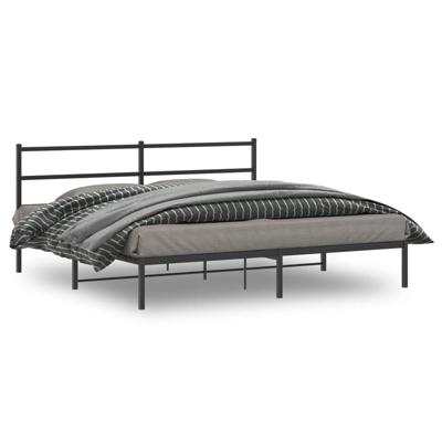 Bedframe met hoofdbord metaal zwart 183x213 cm Bedframe met hoofdbord metaal zwart 183x213 cm