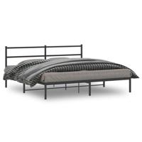 Bedframe met hoofdbord metaal zwart 183x213 cm - thumbnail