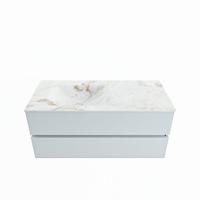 MONDIAZ VICA-DLUX 110cm badmeubel onderkast Clay 2 lades. Inbouw wastafel CLOUD links zonder kraangat, kleur Frappe. - thumbnail