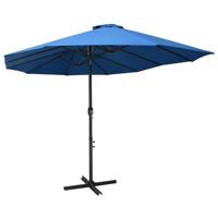 VidaXL Parasol met aluminium paal 460x270 cm blauw - thumbnail