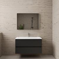 ACTIE BWS Badmeubel | Paris | Mat Zwart 100 cm | Mat Wit Wastafel | 1 of 2 Kraangaten - thumbnail