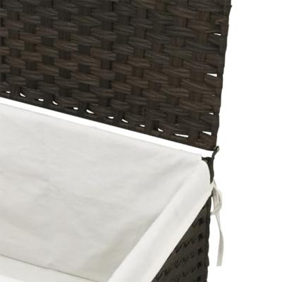 VidaXL Wasmand met deksel 55,5x35x34 cm poly rattan donkerbruin - thumbnail