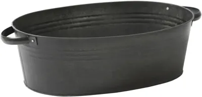 Mega Collections Bloempot + Handvat, Verzinkt Metaal, Ovaal - L29 x B21 x H14 cm - Vintage Zwart Mega Collections Bloempot + Handvat, Verzinkt Metaal, Ovaal - L29 x B21 x H14 cm - Vintage Zwart