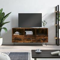 Tv-meubel 102x36x50 cm bewerkt hout gerookt eikenkleurig - thumbnail