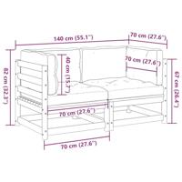2-delige Loungeset met kussens massief grenenhout - thumbnail
