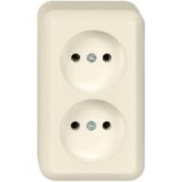 ELSO stopcontact ELG395900 2f. 16 A zonder SK CONTURA pw Crème 1 stuk(s) - thumbnail