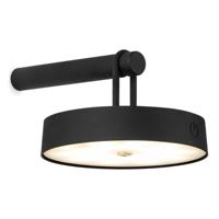 Draadloze Oplaadbare LED wandlamp - Binnen & Buiten - Dimbaar - ø19 x 8.75 cm - Warmwit licht - 3000mAh - Zwart - thumbnail