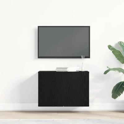 Tv-meubel 60x30x41 cm bewerkt hout zwart eikenkleurig