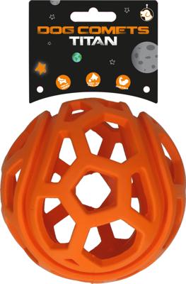 Dog Comets Titan - Ø11.5 cm - Treat hider - Hondenspeelgoed - Traktatiebal - Rubber - Hondenbal - Voor wilde Honden - Oranje