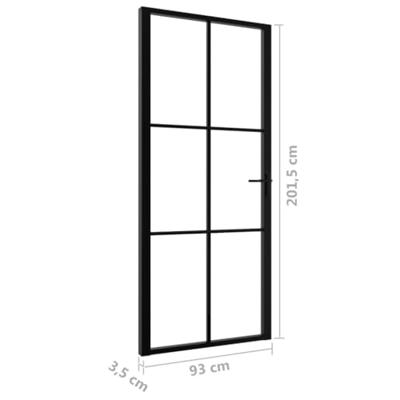 VidaXL Binnendeur 93x201,5 cm esg-glas en aluminium zwart - thumbnail