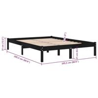 Bedframe massief grenenhout zwart 200x200 cm - thumbnail