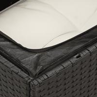 5-delige Loungeset met kussens poly rattan zwart - thumbnail