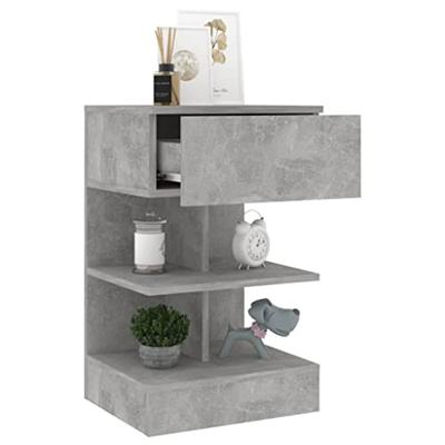 VidaXL Nachtkastje 40x35x65 cm bewerkt hout betongrijs VidaXL Nachtkastje 40x35x65 cm bewerkt hout betongrijs