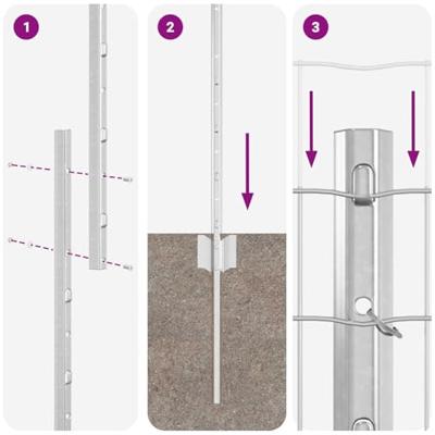 VidaXL Hek met paal zilver 1 x 25 m staal