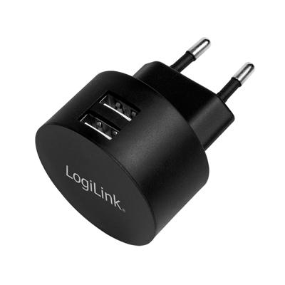 LogiLink Ladegerät USB-oplader 10.5 W 2x USB-A Zwart Binnen LogiLink Ladegerät USB-oplader 10.5 W 2x USB-A Zwart Binnen
