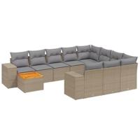 11-delige Tuinset met kussens poly rattan beige - thumbnail