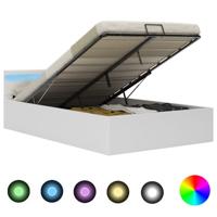 Bedframe met opslag hydraulisch LED kunstleer wit 140x200 cm - thumbnail