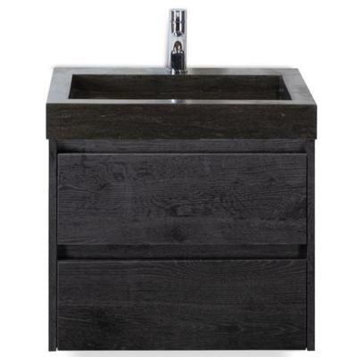 Dante Badmeubelset 60 cm - Black Oak - Wastafel Hardsteen Wit Lucca