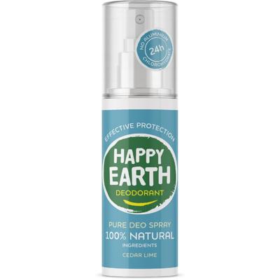Happy Earth Pure deodorant spray cedar lime 100 Milliliter