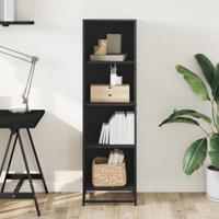 Boekenkast 40x35x139 cm bewerkt hout zwart - thumbnail