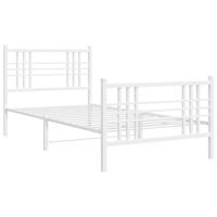 Bedframe met hoofd- en voeteneinde metaal wit 100x190 cm - thumbnail