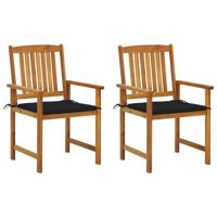 Tuinstoelen 2 st met kussens massief acaciahout - thumbnail