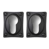 De Oude Deurklink Cilinderrozet rechthoekig in mat zwart - thumbnail