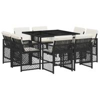 9-delige Tuinset poly rattan zwart - thumbnail