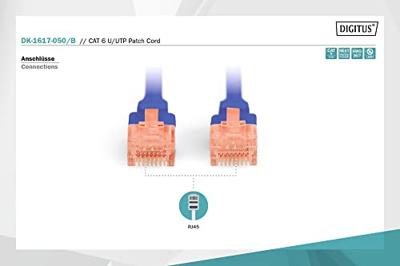 Digitus DK-1617-050/B-BU RJ45 Netwerkkabel, patchkabel CAT 6 U/UTP 5.00 m Blauw Vlambestendig, Halogeenvrij, Onafgeschermd 1 stuk(s)