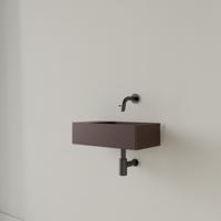 Fontein Gliss Design Freya Solid Marble 40x22x10 cm Zonder Kraangat Links Mat Choco Bruin Gliss Design - thumbnail